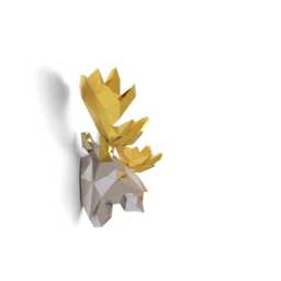Diy Metallic Moose Head Papercraft Kit - 3D Low Poly Wall Decor - thumbnail 2