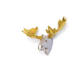 Diy Metallic Moose Head Papercraft Kit - 3D Low Poly Wall Decor - thumbnail 3