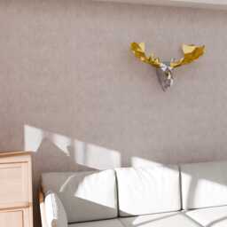 Diy Metallic Moose Head Papercraft Kit - 3D Low Poly Wall Decor - thumbnail 4