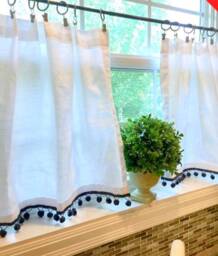 Pom Cafe Curtain, Decor, Tassel Nursery Kitchen Curtains, Cu - thumbnail 1
