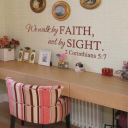 We Walk By Faith Not Sight Wall Decal Scripture 2 Corinthians 57 Vinyl Lettering Religious Decor - 105 - thumbnail 2