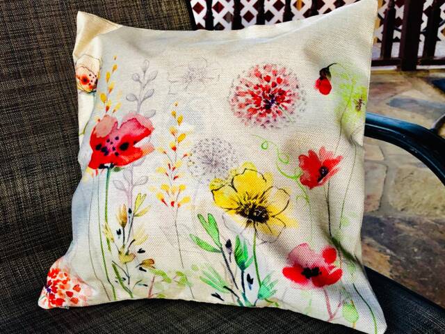 Poppy Print, Spring/Summer, Decorative Pillow Covers, Burlap Covers - image 1