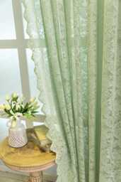 3 Colours Custom Curtain Made To Measure Sheer Lace Curtains With A Floral - thumbnail 1