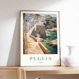 Puglia Italy Travel Poster Coastal Wall Art - thumbnail 1