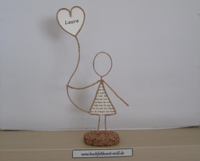 Wire Figure With Heart Balloon, Personalizable, As A Gift E.g. For Birthday/Wedding/Valentine's Day/Anniversary/Christmas, Height Approx. 20 cm - image 1