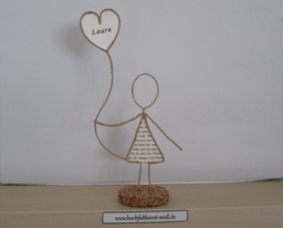 Wire Figure With Heart Balloon, Personalizable, As A Gift E.g. For Birthday/Wedding/Valentine's Day/Anniversary/Christmas, Height Approx. 20 cm - thumbnail 1