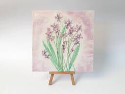 Tile Scilla Cast. Botanical Decorative Unique Plaster Wall Art Fram?? Wood Concrete Impression Snowdrop Pressed Flowers Eco Friendly