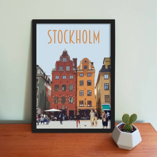 Stockholm Travel Poster - Retro Style Sweden Art Print - image 1