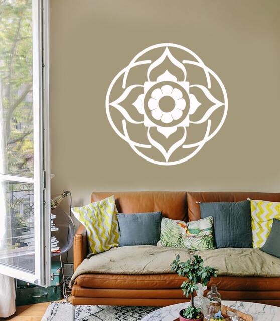 Wall Vinyl Decal Mandala Lotus Flower Symbol Of Universe Cosmos Yoga Religious Spiritual Modern Home Decor - #1259Di - image 1
