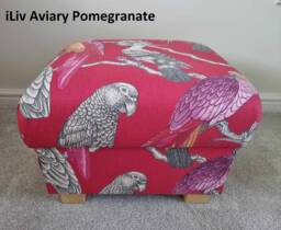 Iliv Aviary Fabric Storage Footstool Handmade Bird Print Pouffe Pink Jungle Green Navy Blue Ottoman
