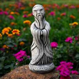 Concrete Chinese Man Statue Asian Garden Sculpture Outdoor Cement Figurine Oriental Decor Zen Style Yard Ornament Home Accent Decoration - thumbnail 1
