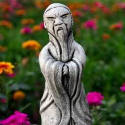 Concrete Chinese Man Statue Asian Garden Sculpture Outdoor Cement Figurine Oriental Decor Zen Style Yard Ornament Home Accent Decoration - thumbnail 3