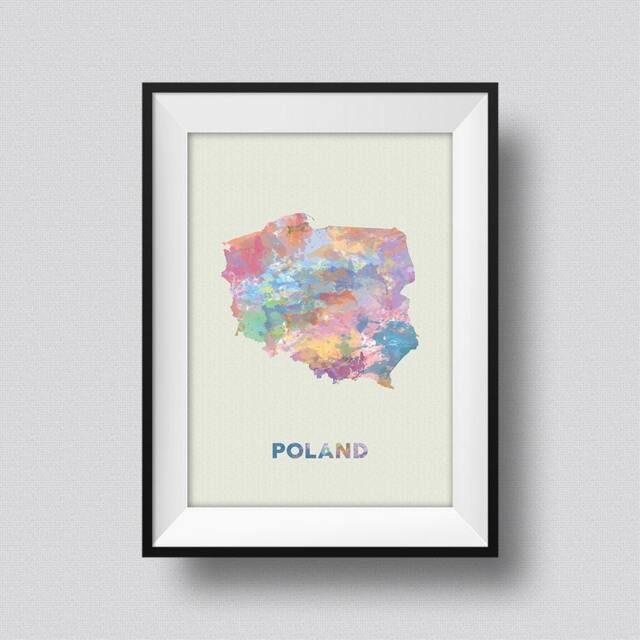 Poland Watercolor Map Art Print, Ink Splash Poster, Map, Print