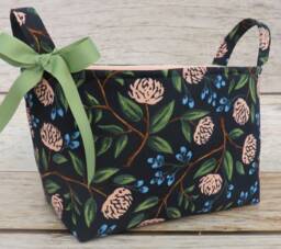 Storage Organization - Cotton + Steel Rifle Paper Co. Wildwood Peonies Navy Floral Fabric Organizer Bin Container Basket Reom Decor