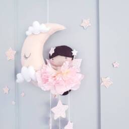 Felt Fairy Moon Wall Hanging Nursery Kids Room Decor - thumbnail 2