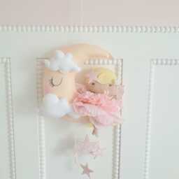 Felt Fairy Moon Wall Hanging Nursery Kids Room Decor - thumbnail 4
