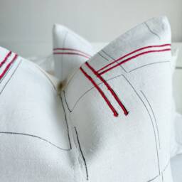 Vintage White Grain Sack Pillow Cover Farmhouse Boho Cushion - thumbnail 3
