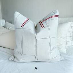 Vintage White Grain Sack Pillow Cover Farmhouse Boho Cushion - thumbnail 1