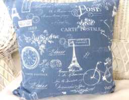 Denim Blue Premier Prints Paris Pillow Cover, French Country Decor - thumbnail 1