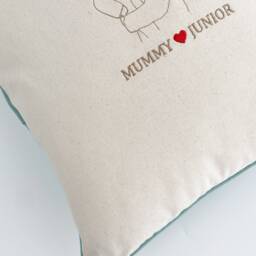 Embroidered Photo Silhouette Pillow Personalized Cotton Canvas Cushion - thumbnail 3