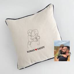 Embroidered Photo Silhouette Pillow Personalized Cotton Canvas Cushion - thumbnail 2