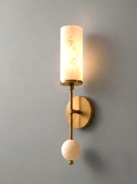 Handcrafted Brass Alabaster Wall Sconce, Mid Century Stilnovo Lamp, Luxury Vanity Lighting - image 1