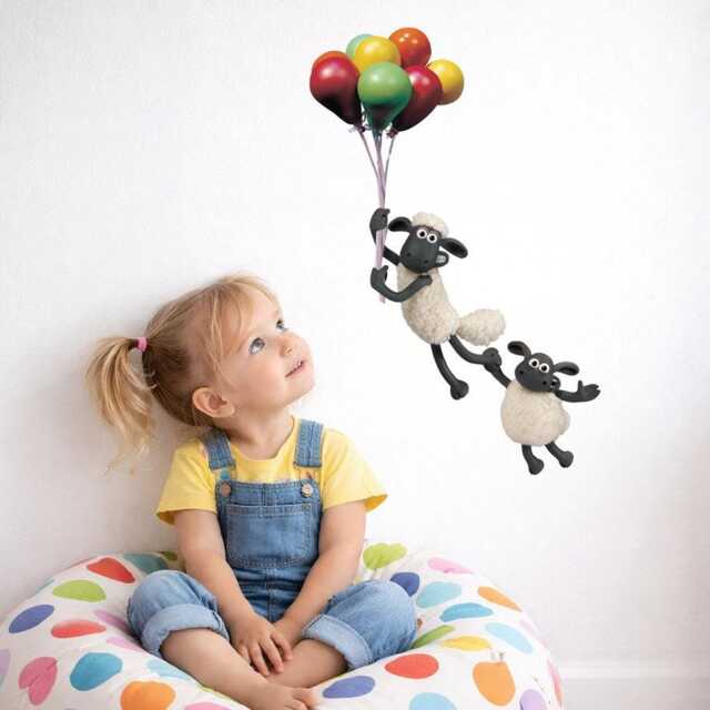 Shaun & Timmy Balloon Wall Sticker - Official The Sheep Decal - image 1