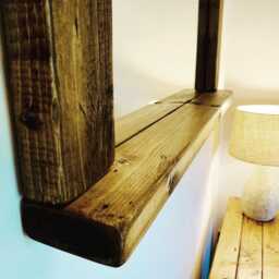 Handmade Waxed Wooden Mirror With Shelf - Rustic Farmhouse Wall Decor - thumbnail 3