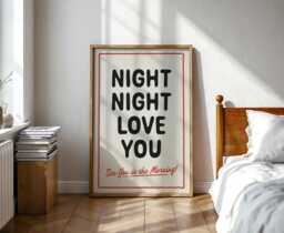 Night Love You - Funny Gift Bedroom Print Quote Wall Art A5-A4-A3-A2-A1 Unframed Canvas For Frame Or Hanger - thumbnail 1