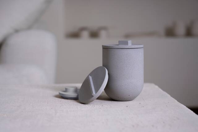 Tapa Gray Organic Concrete Candle - Essential Oils 3 Lids Hand Crafted Vegan Reusable Container Eco Friendly-Aromatherapy - image 1