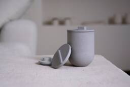Tapa Gray Organic Concrete Candle - Essential Oils 3 Lids Hand Crafted Vegan Reusable Container Eco Friendly-Aromatherapy