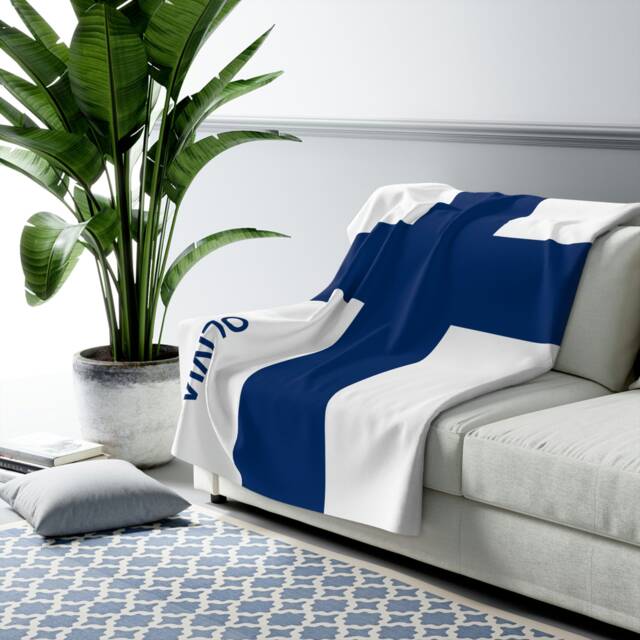 Finland Fleece Blanket, Finland, Blanket, Flag Of Finland, Custom Flag, Personalized Country Gift, Name - image 1