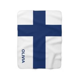 Finland Fleece Blanket, Finland, Blanket, Flag Of Finland, Custom Flag, Personalized Country Gift, Name - thumbnail 2
