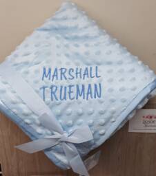 Personalized Baby Blanket Embroidered Name, Soft Satin Trim - thumbnail 1
