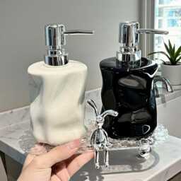 Bathroom Soap Dispenser Ceramic Lotion Bottle, D??cor With Bunny Tray - thumbnail 4