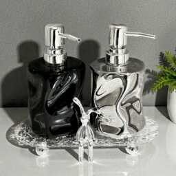 Bathroom Soap Dispenser Ceramic Lotion Bottle, D??cor With Bunny Tray - thumbnail 3
