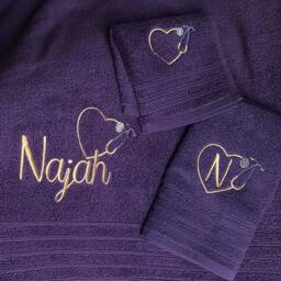 Embroidered Three Piece Towel Set With Name & Dancer Theme - thumbnail 3