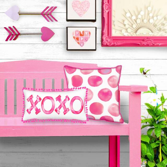 Valentines Pillows -- Xoxo Pillow Pink Polkadot - image 1