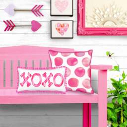 Valentines Pillows -- Xoxo Pillow Pink Polkadot - thumbnail 1