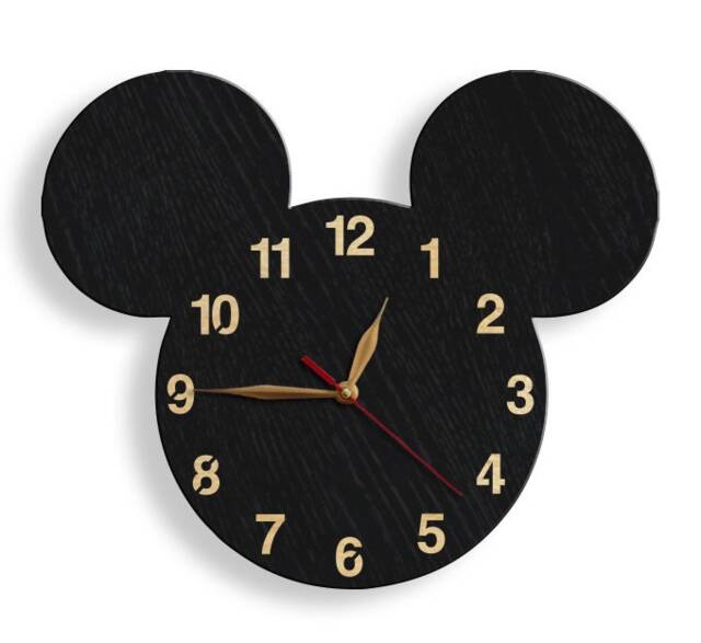Mickey Mouse Wall Clock - Nursery Decor, Kids Room Personalized Large Wood Silent 13-18 - image 1