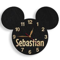 Mickey Mouse Wall Clock - Nursery Decor, Kids Room Personalized Large Wood Silent 13-18 - thumbnail 2