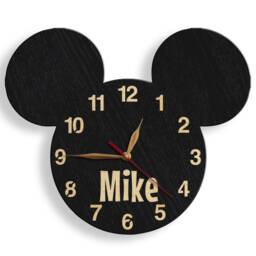 Mickey Mouse Wall Clock - Nursery Decor, Kids Room Personalized Large Wood Silent 13-18 - thumbnail 3