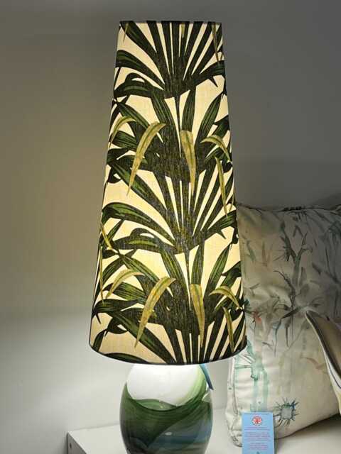 Extra Tall Conical Handmade Lampshade With A Palm Leaves Fabric, Suitable For Table Lamp, Floor Lamp - image 1