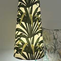 Extra Tall Conical Handmade Lampshade With A Palm Leaves Fabric, Suitable For Table Lamp, Floor Lamp - thumbnail 3