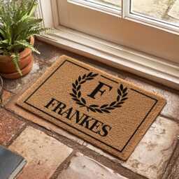 Monogram Doormat - Wreath Personalized Welcome Mat Custom Rug Minimalist Front Door Housewarming - thumbnail 3