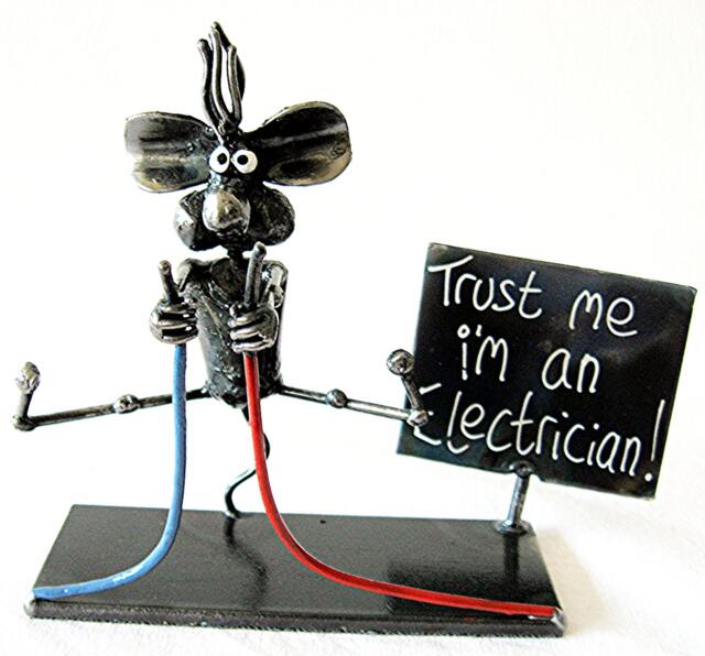 "Electrician Mouse Metal Sculpture ""Trust Me I'm An Electrician" - image 1
