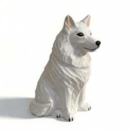 Hand Carved Wooden White Dog Figurine - Rustic Farmhouse Decor Shepherd Sculpture Unique Woodland Animal Lover Gift - thumbnail 2