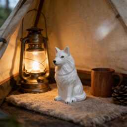 Hand Carved Wooden White Dog Figurine - Rustic Farmhouse Decor Shepherd Sculpture Unique Woodland Animal Lover Gift - thumbnail 4