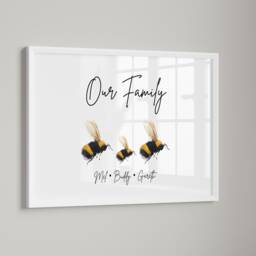 Personalised Framed Bumblebee Family Print, Sign, Gift, Home Decor Gifts, Bee Gift For Friend - thumbnail 3