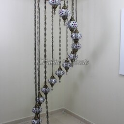 15 Ball Turkish Mosaic Chandelier, Large Globes - thumbnail 3